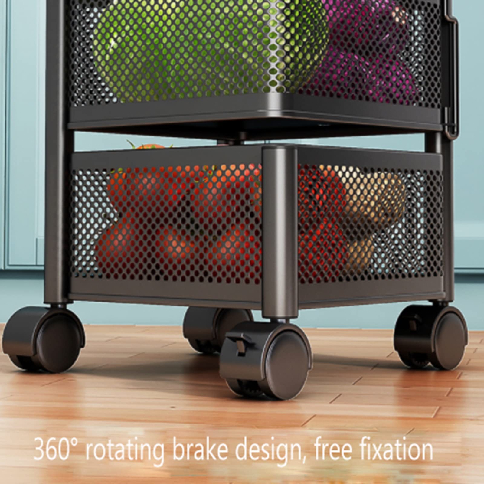 Amazon｜キッチン回転式収納ラック、多層多機能棚フルーツ野菜スナック